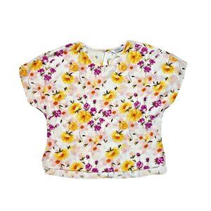& Other Stories Floral Blouse Size 6 Small Yellow Pink Purple Top Spring Flowers